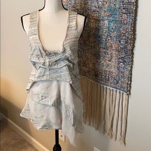 Anthropologie cream/grey asymmetrical top